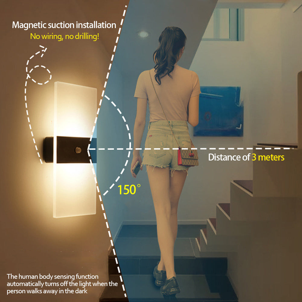 Indoor Motion Sensor Wall Lamp – USB Rechargeable Night Light