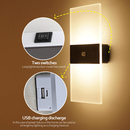 Indoor Motion Sensor Wall Lamp – USB Rechargeable Night Light